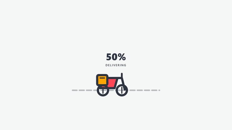 Barra di avanzamento di consegna animata con icona di scooter