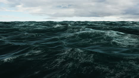 Choppy-blue-ocean-under-cloudy-sky-