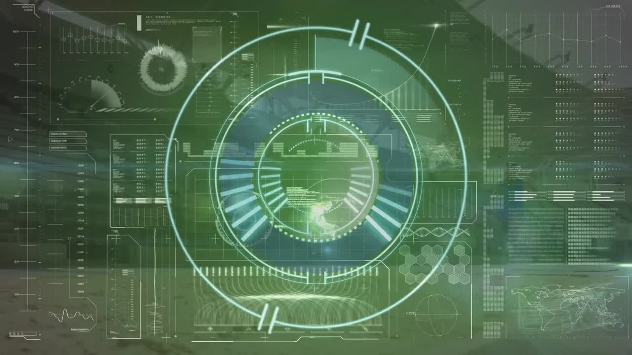 анимация обработки данных над афроамериканским бегуном