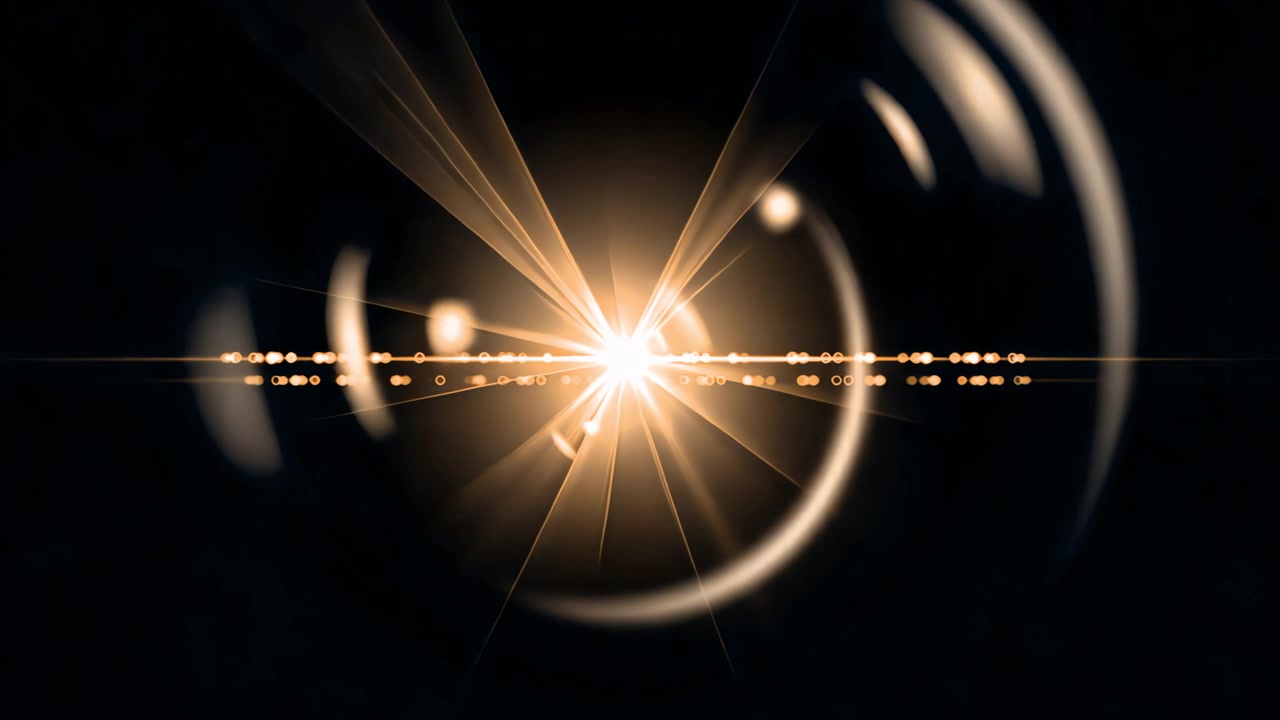 Effetto Golden Lens Flare su sfondo nero