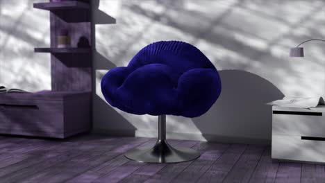 stylish modern blue chair in a room