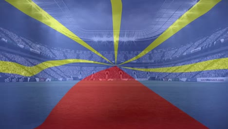 animation of flag of reunion over sports stadium