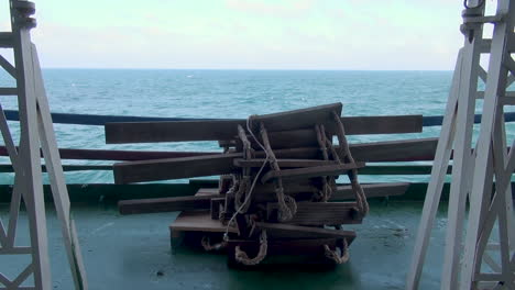 rope ladders on ship board. escape rope