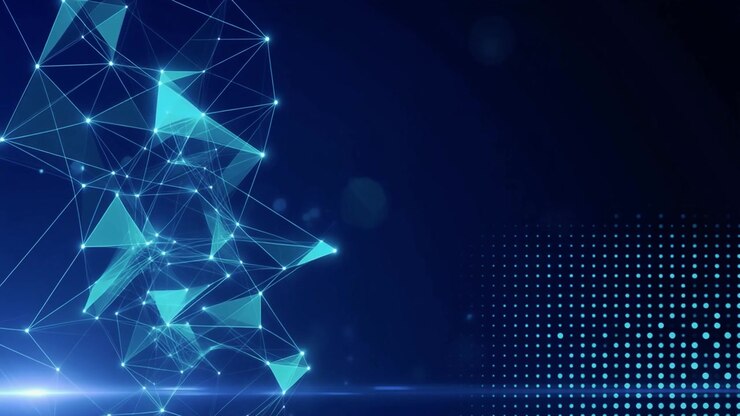 Connessione di rete digitale astratta con nodi e linee blu luminosi