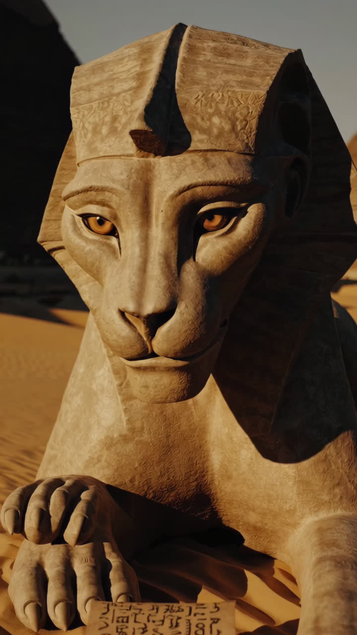 Ancient Egyptian Sphinx Statue in the Desert
