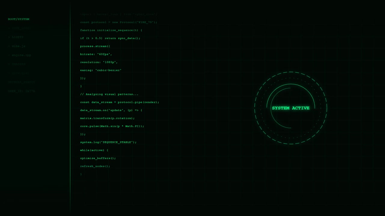 Digitale interface met systeemcode en statusupdates