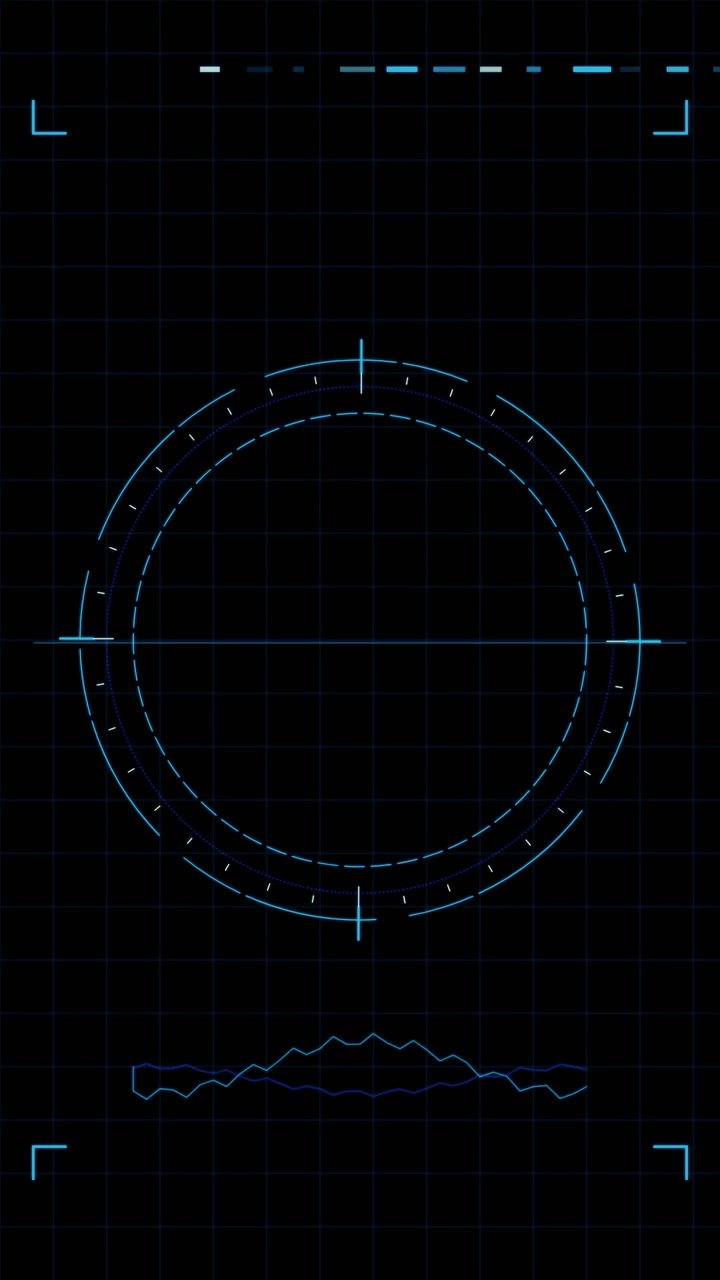 Futuristic Digital HUD Interface with Rotating Circular Scanner