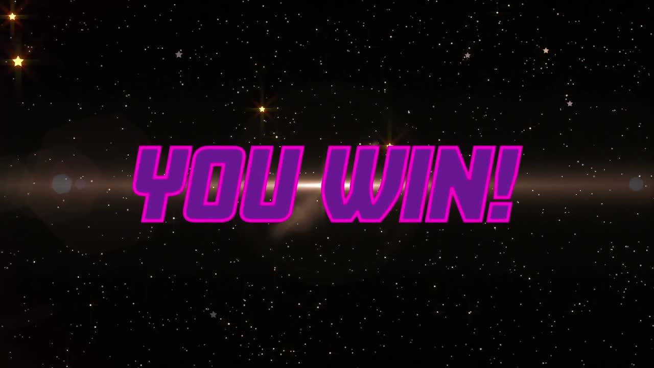 검은 바탕에 텍스트와 별을 이기는 애니메이션