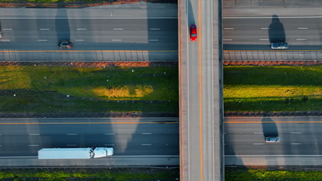 Oregon highway aerial view. Portland american state highway scenery.
