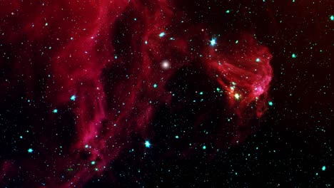 red nebula clouds moving across space