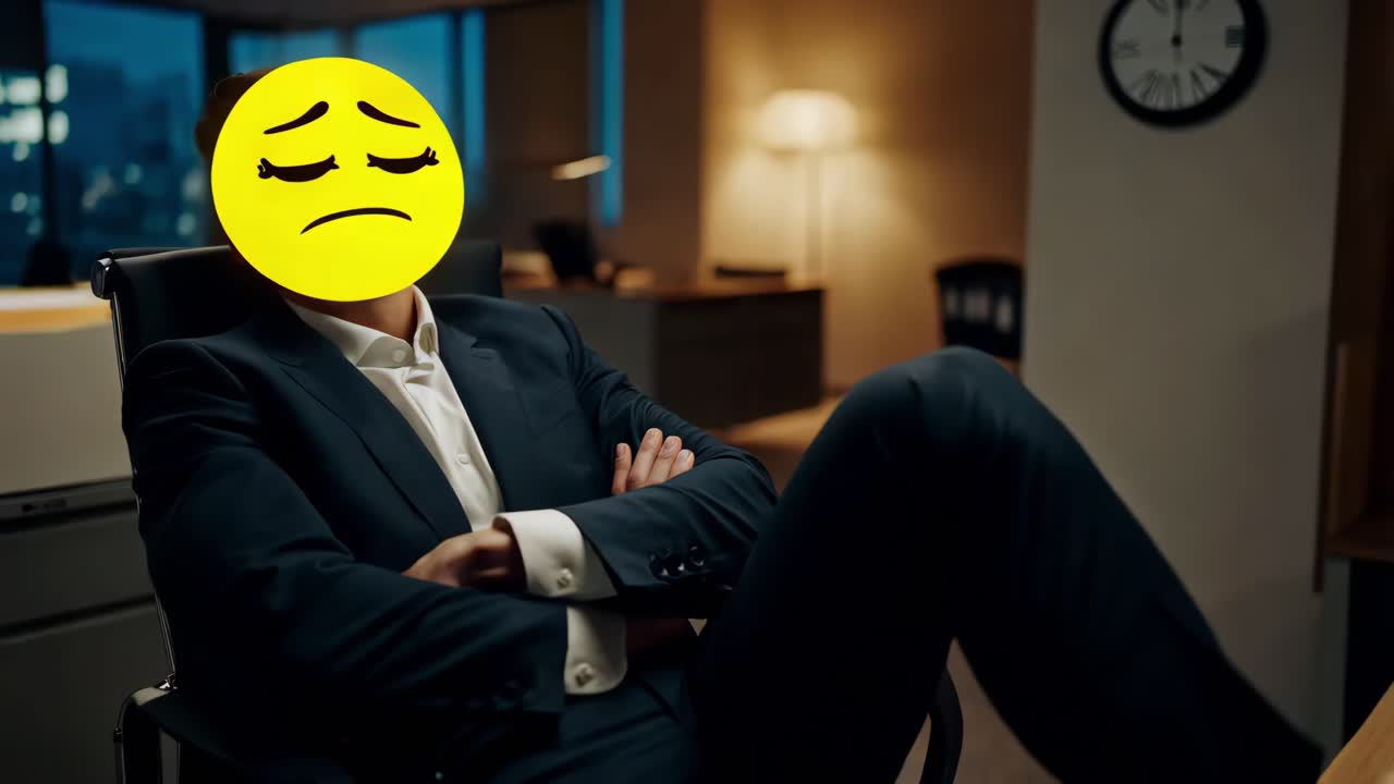 밤에 사무실에서 슬픈 사업가