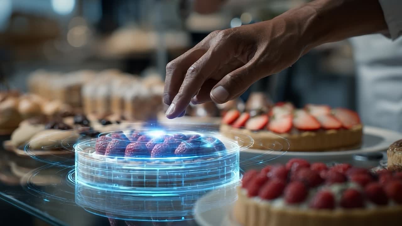 Advanced pastry display shows interactive dessert selection process