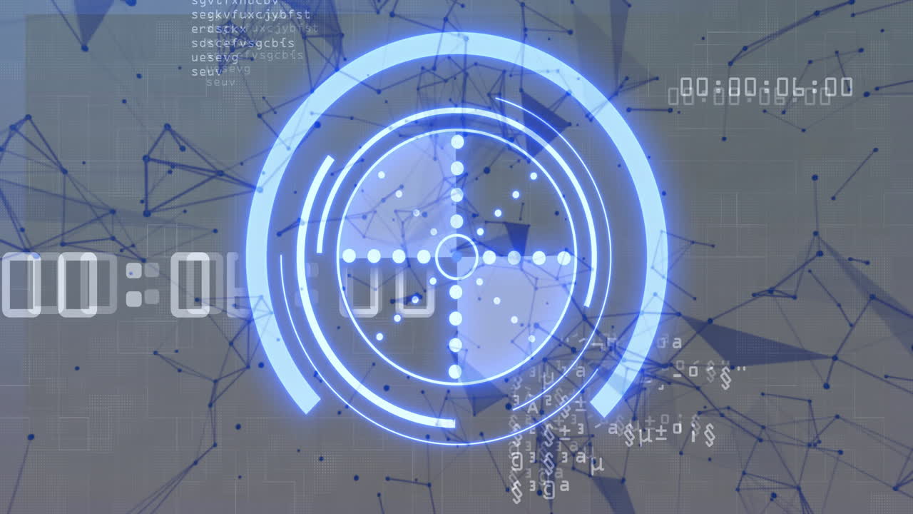 추상적인 네트워크 연결을 통해 데이터 처리를 하는 회전하는 원형 애니메이션