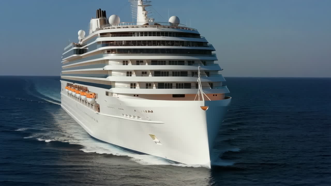 Luxury Cruise Ship Sailing on Blue Ocean