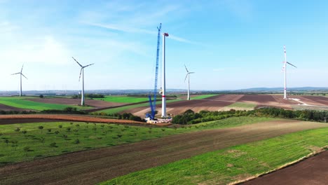 Countryside-Nature-With-Working-Crane-Hardstands-For-Installation-Of-Wind-Turbines