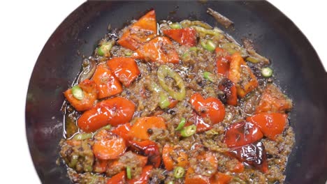 spicy red and green peppers stir-fry