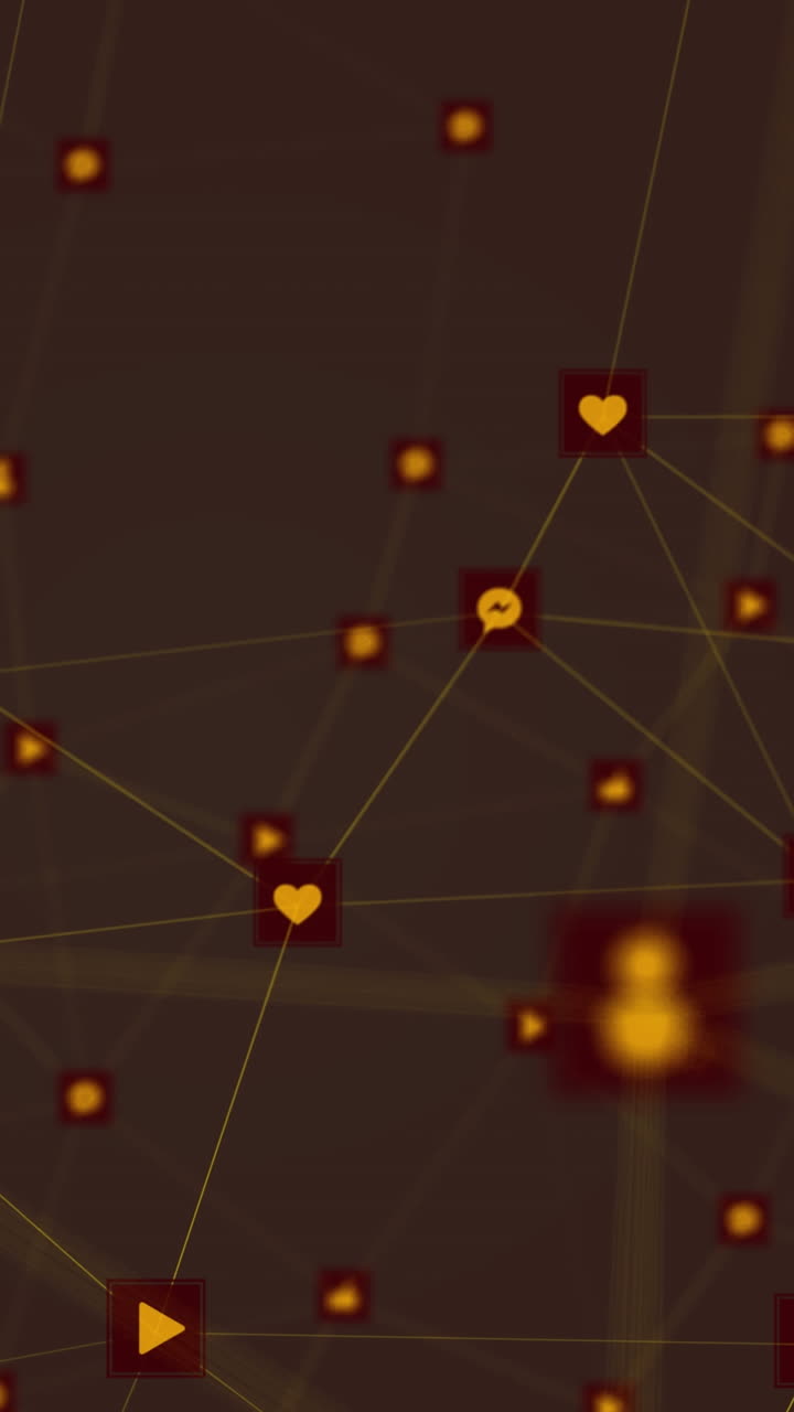 animación de la red de conexión e iconos sobre fondo gris