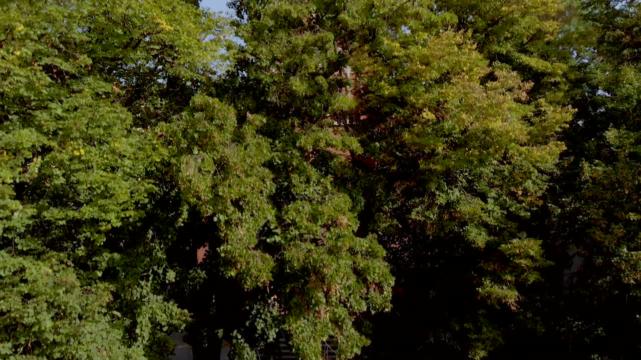 Establishing Aerial Drone View of Riga Church Building in Latvia, Europe