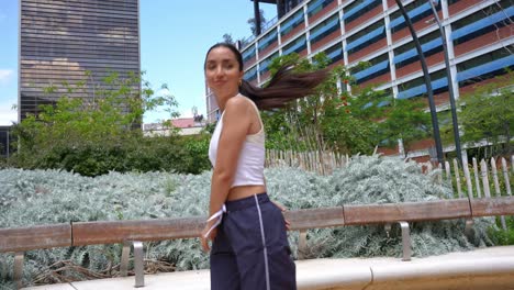 woman exercising in urban park