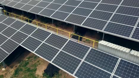 Aerial view of Solar panels. Photovoltaic power supply systems. Solar power plant.Source of ecological renewable energy.
