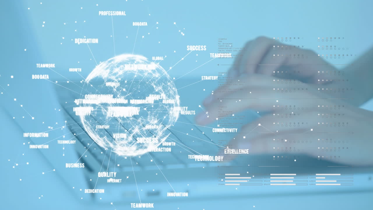 데이터 및 연결 네트워크와 함께 회전하는 지구