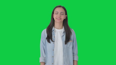 Happy-indian-girl-relaxes-and-takes-long-breaths-Green-screen