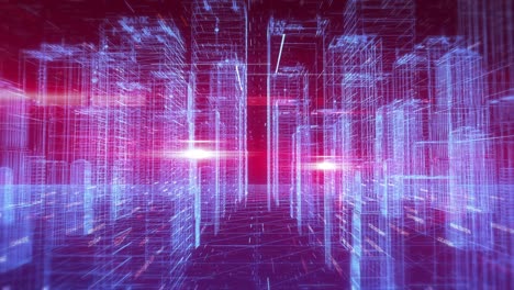 flying through futuristic data structures. city network technology.