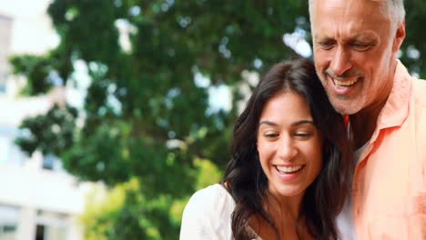 Smiling-couple-taking-selfie-