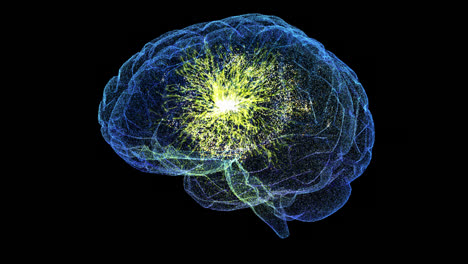 futuristic head up display of virtual holographic biomedical brain neuron pathology and diagnostic scan