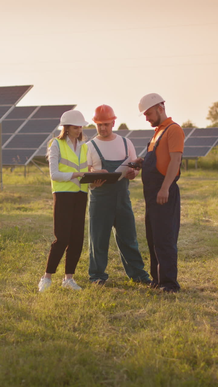 Solar panel team meeting vertical