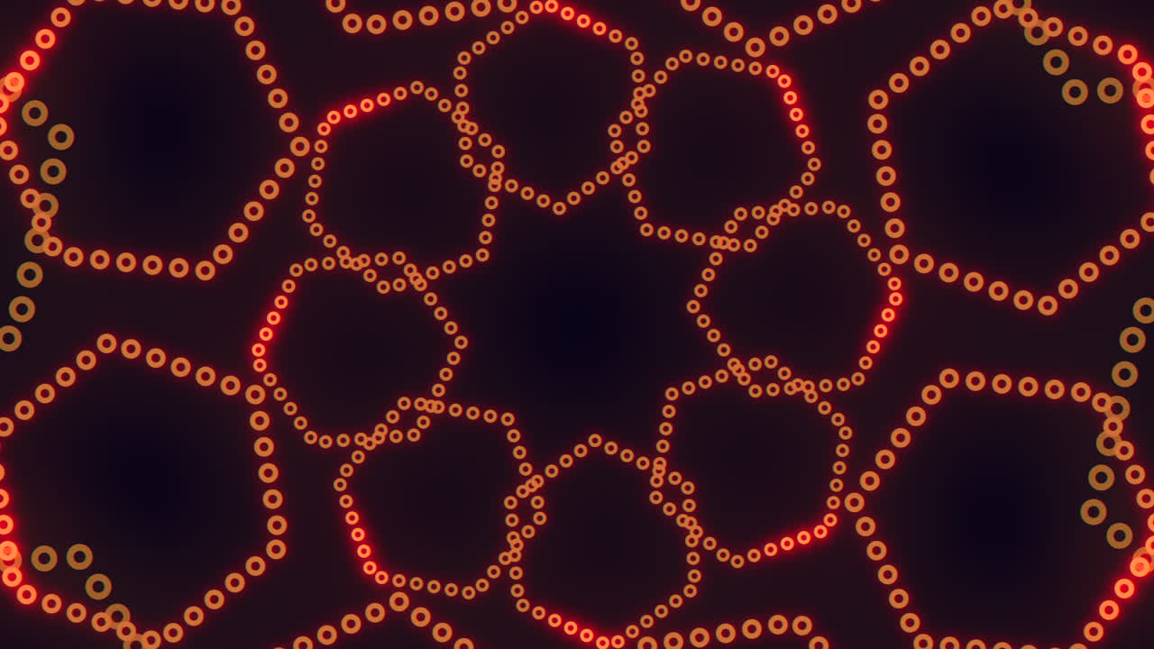 Cerchi arancioni vibranti e linee a zigzag creano un motivo dinamico