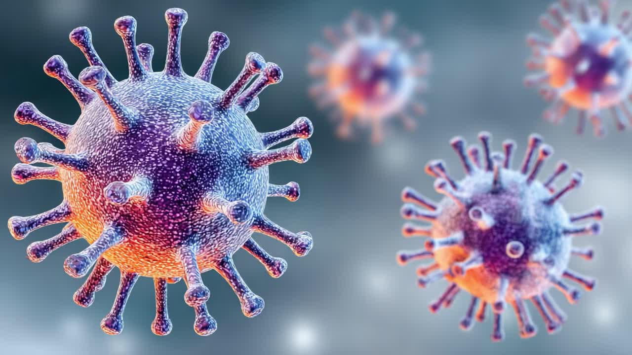 Detailed Visualization of Microscopic Virus Particles Illustrating Their Structure and Features in a Scientific Context