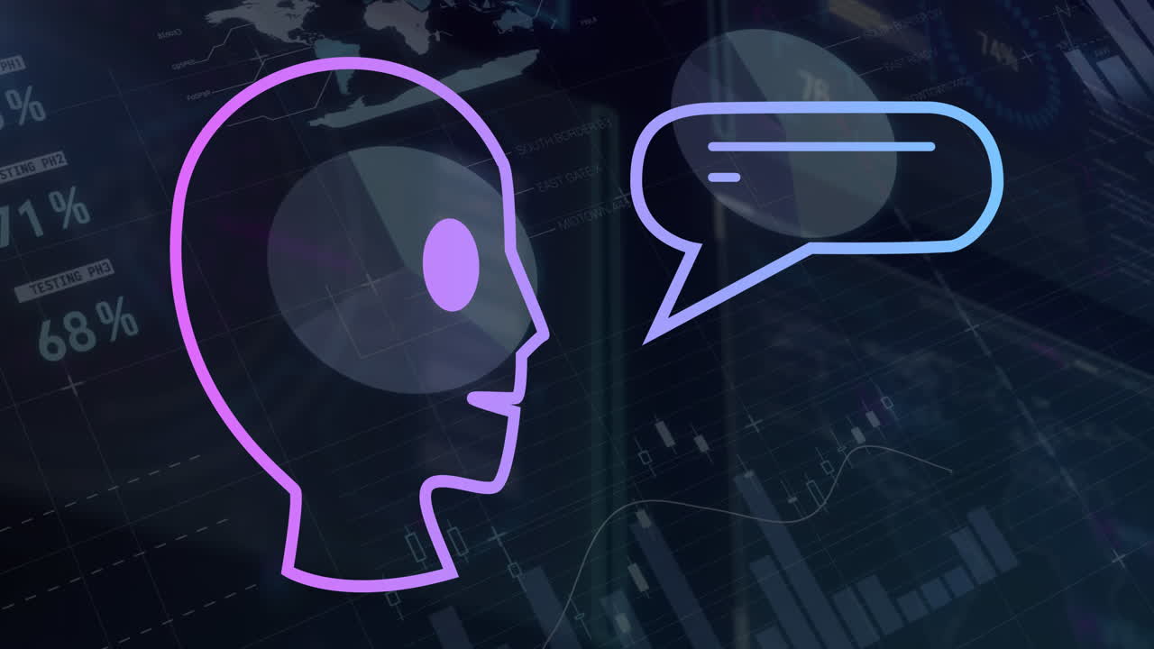 ai 아이콘의 애니메이션과 통계 및 세계 지도에 대한 데이터 처리