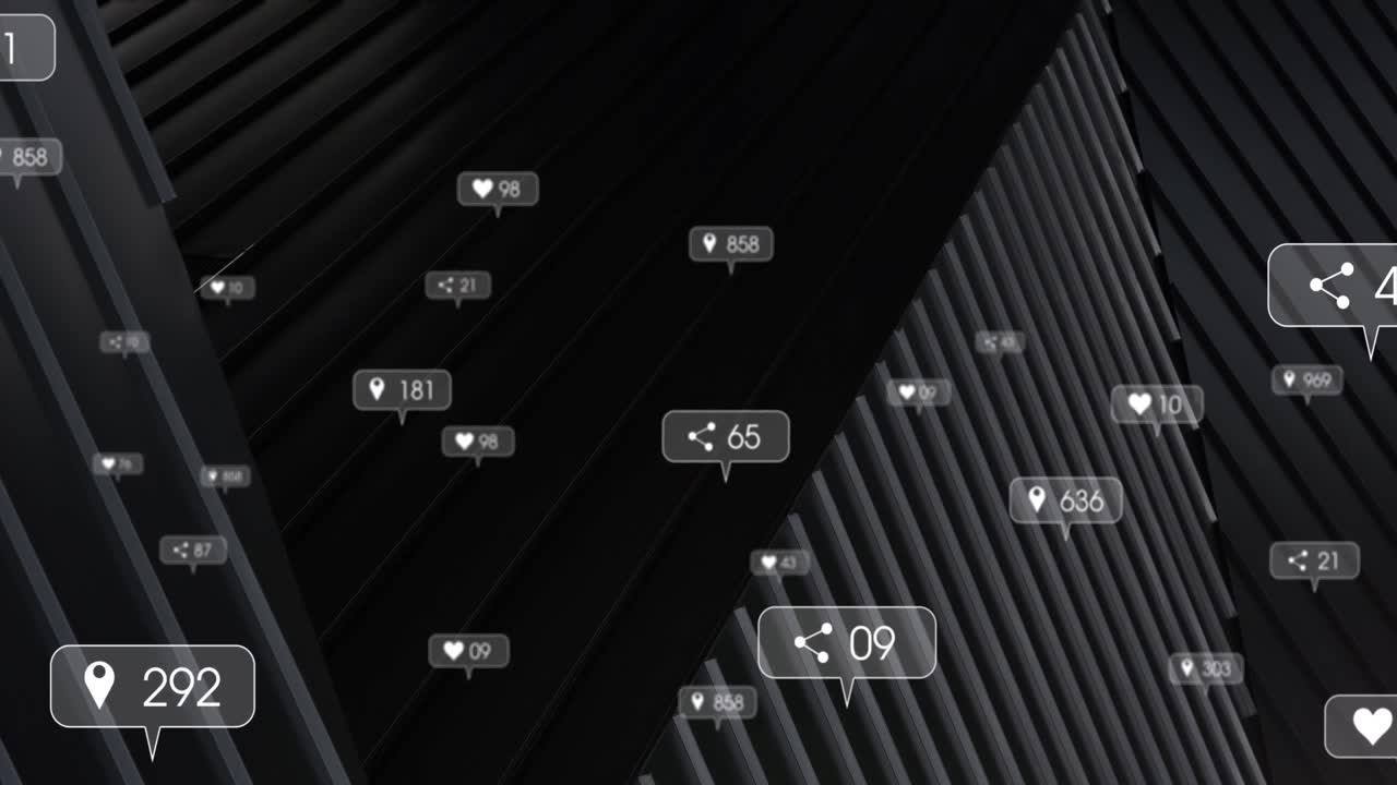 Animation of social media data processing over cityscape