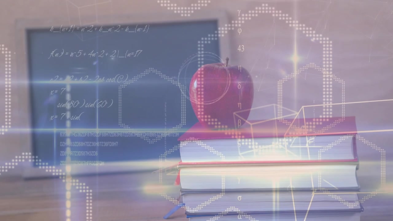 Video digital menggabungkan kebugaran, kesejahteraan, dan pemrosesan data di latar belakang biru.