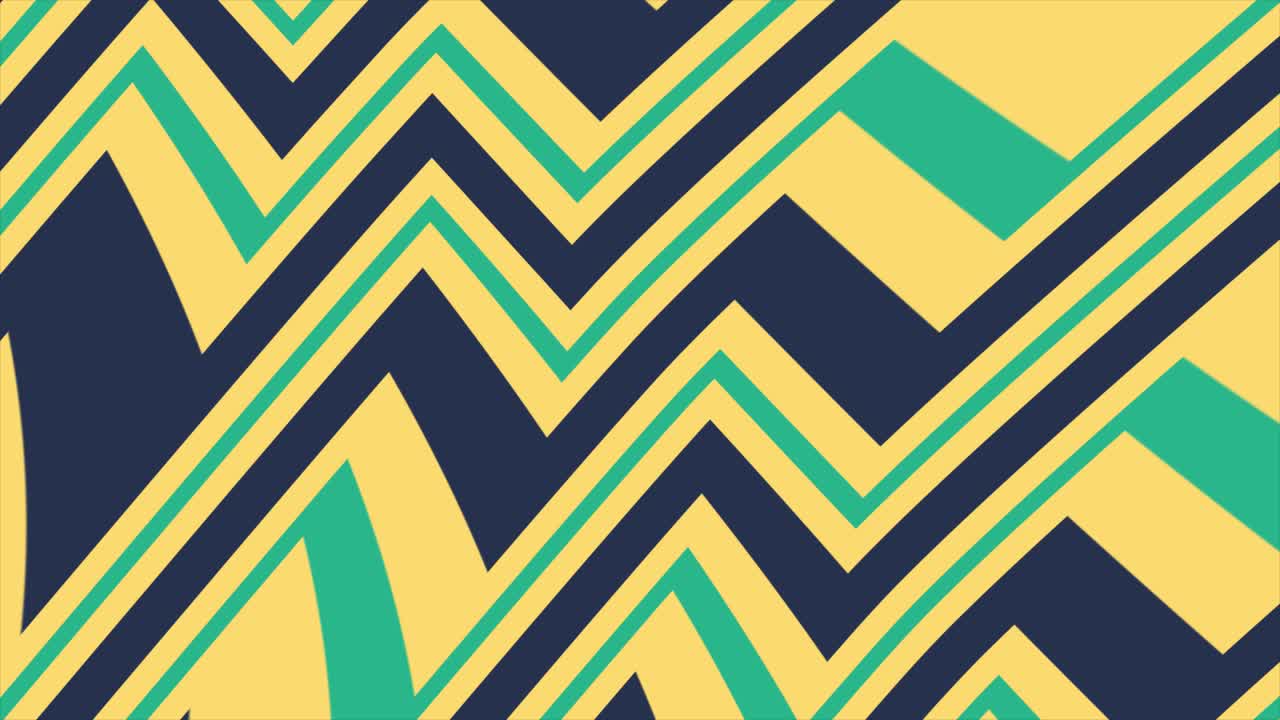 Dynamisk abstrakt zigzag-mønster med blå, gule og turkise linjer