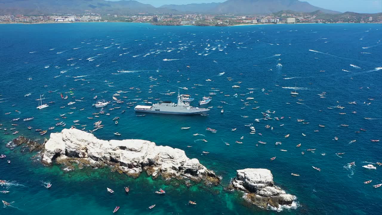 Boats gather for Virgen del Valle procession at sea, Isla de Margarita