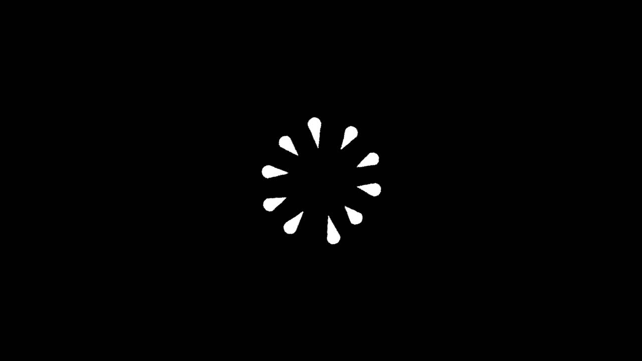 White Loading Spinner Animation on Black Background Seamless Loop