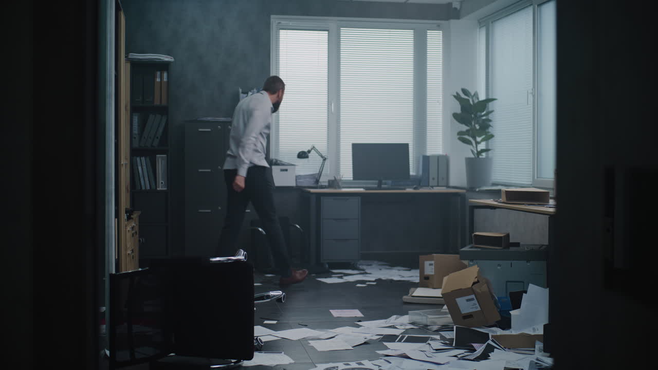 Angry Businessman in a Messy Office
