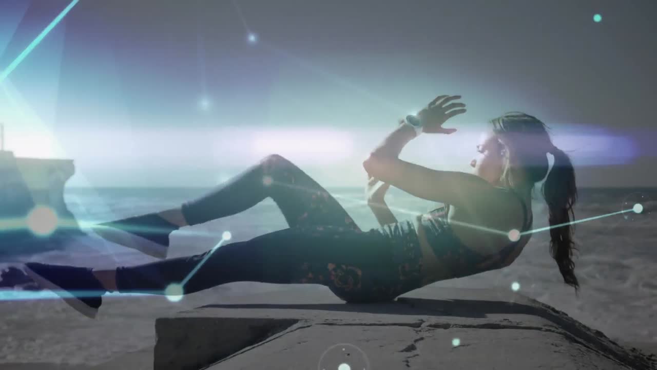 야외 운동을 하는 여성에 대한 연결 네트워크의 활성화