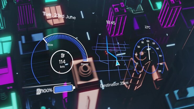 Animation af digital grænseflade over bilkørsel