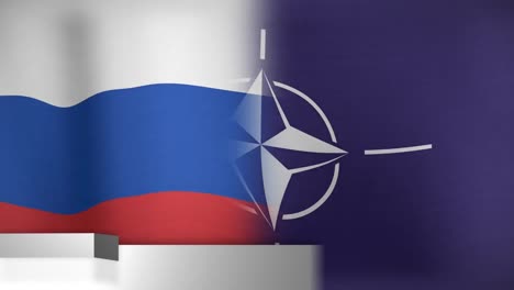 animación de globo y noticias de última hora sobre la bandera de rusia y la otan