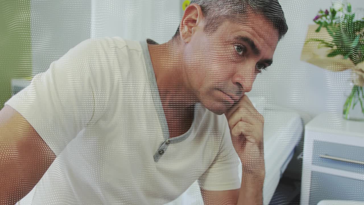 Clinical patient on bed receiving support after news leaning forward pressing forehead pensively