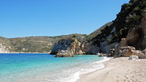 beautiful summer beach in agia kiriaki, ionian islands in kefalonia, greece - wide, static