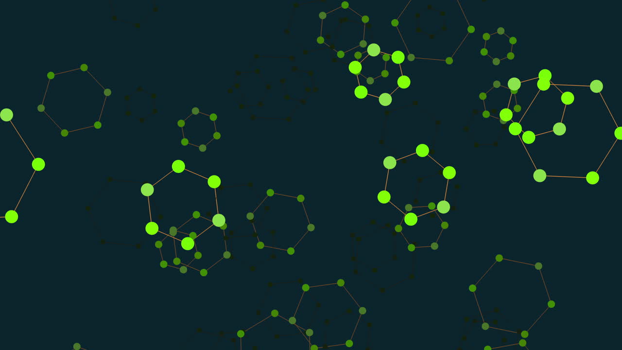 un patrón de hexágonos púrpuras con puntos y líneas negras