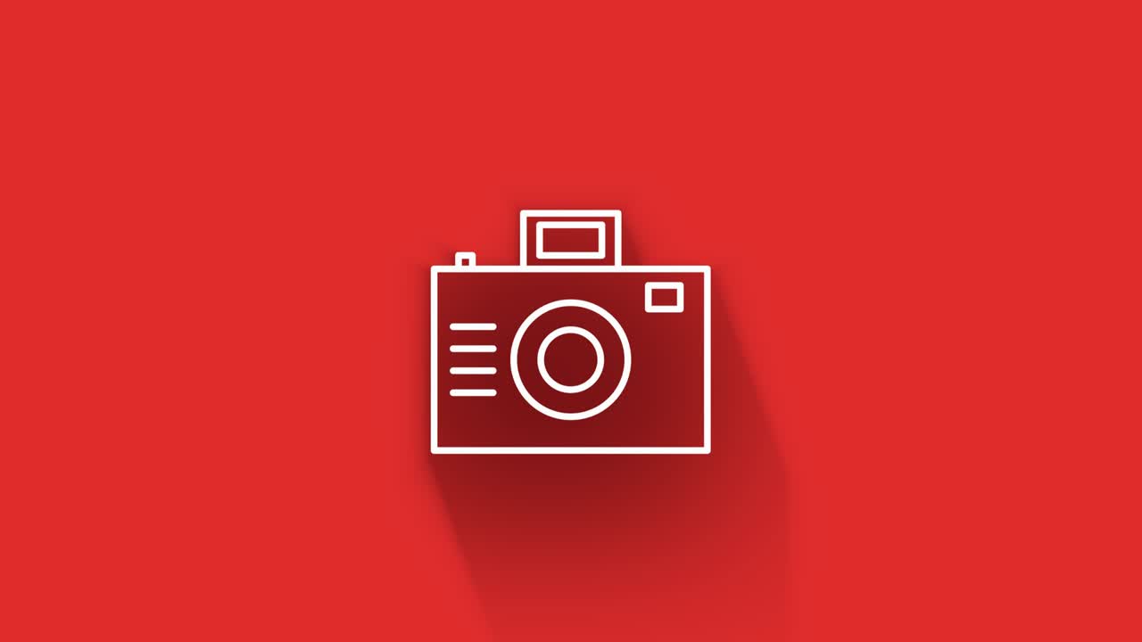 diseño de icono de sombra larga aislado en fondo rojo. contorno de icono web. gráficos en movimiento.