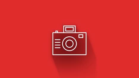 social media long shadow icon design isolated on red background. outline web icon. motion graphics.