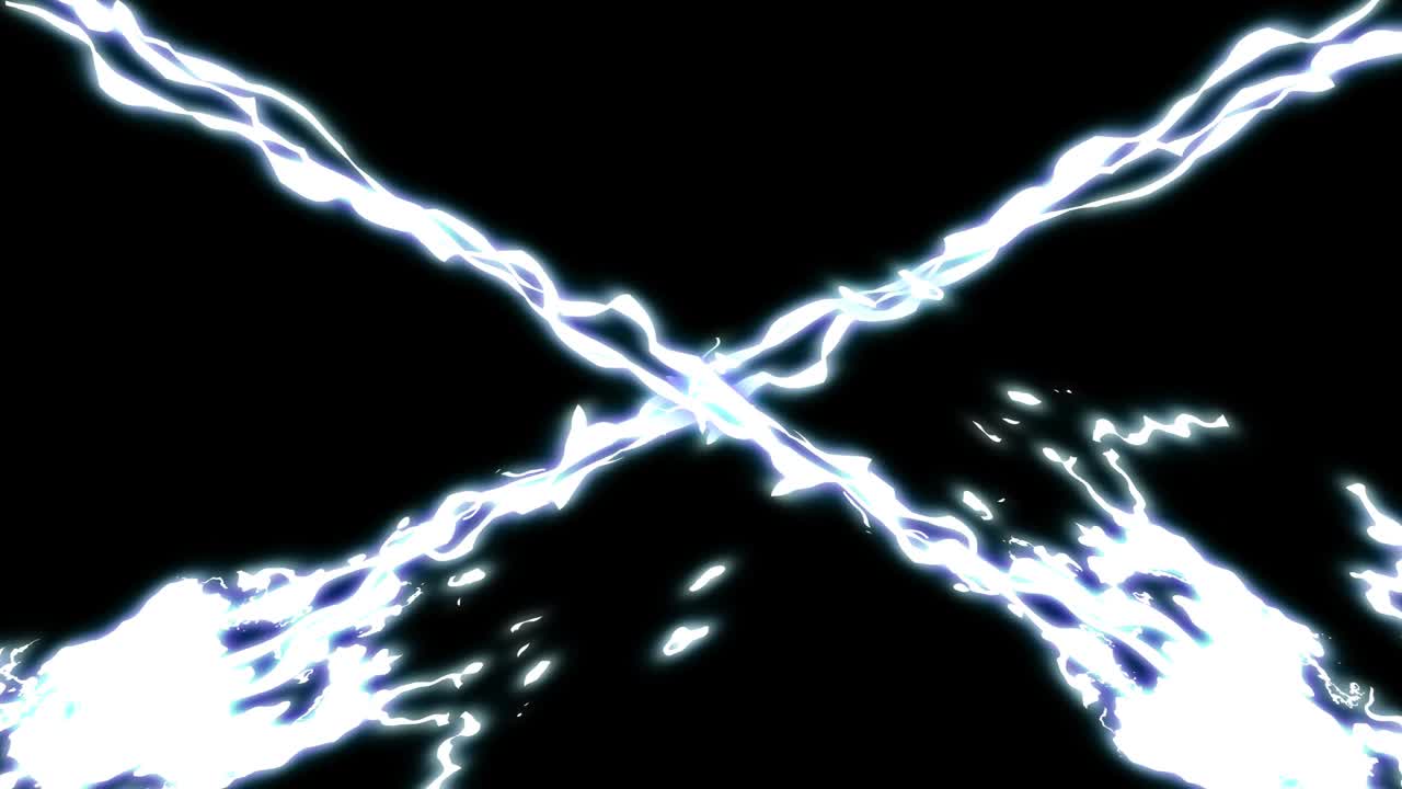 Animazione grafica in movimento di un raggio di scarica elettrica