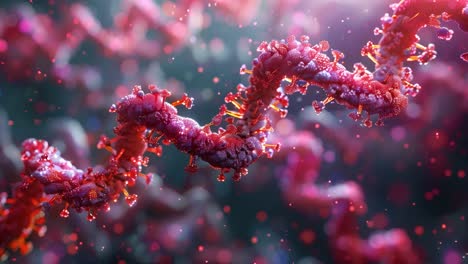 microscopic view of viral or bacterial chain structure