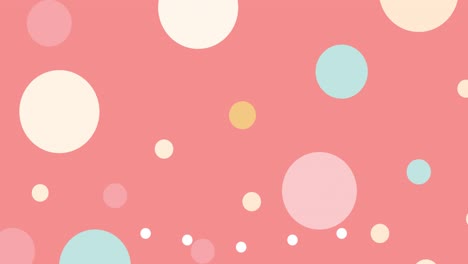 animation of multiple pastel spots flying up on orange background